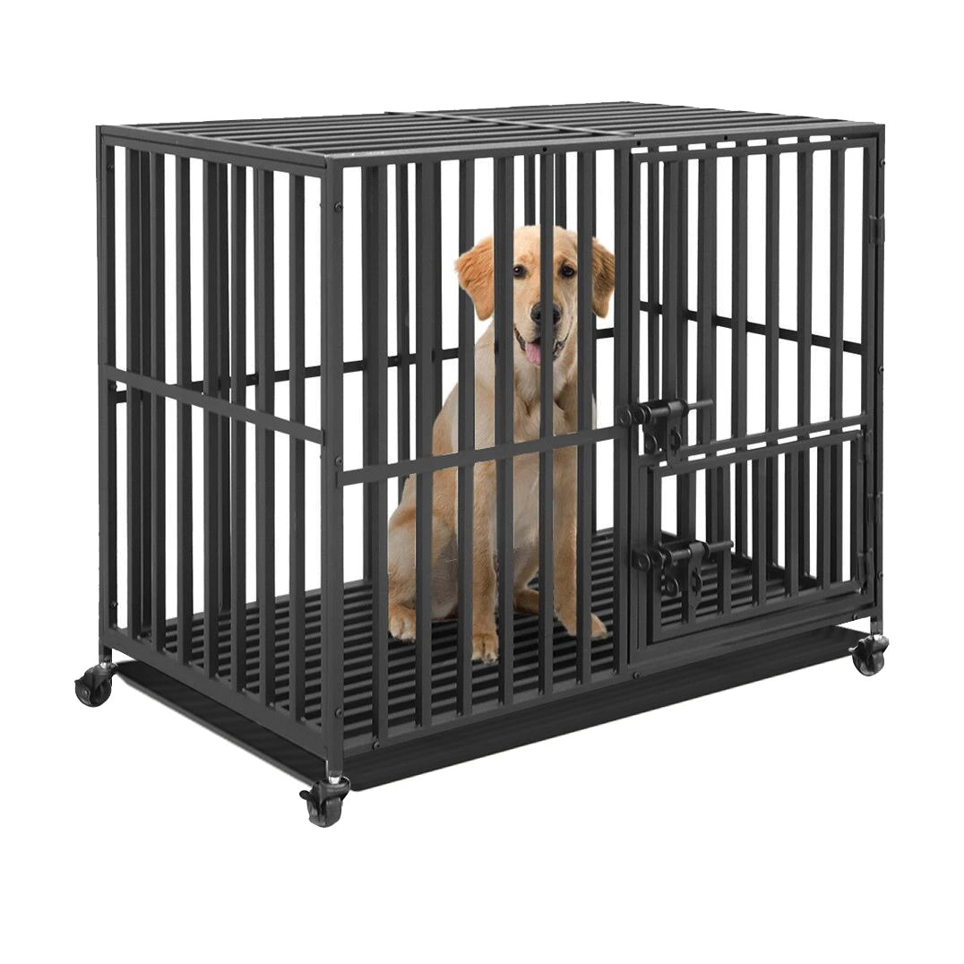 Heavy Duty Dog Crate 4 Wheels Removable Tray