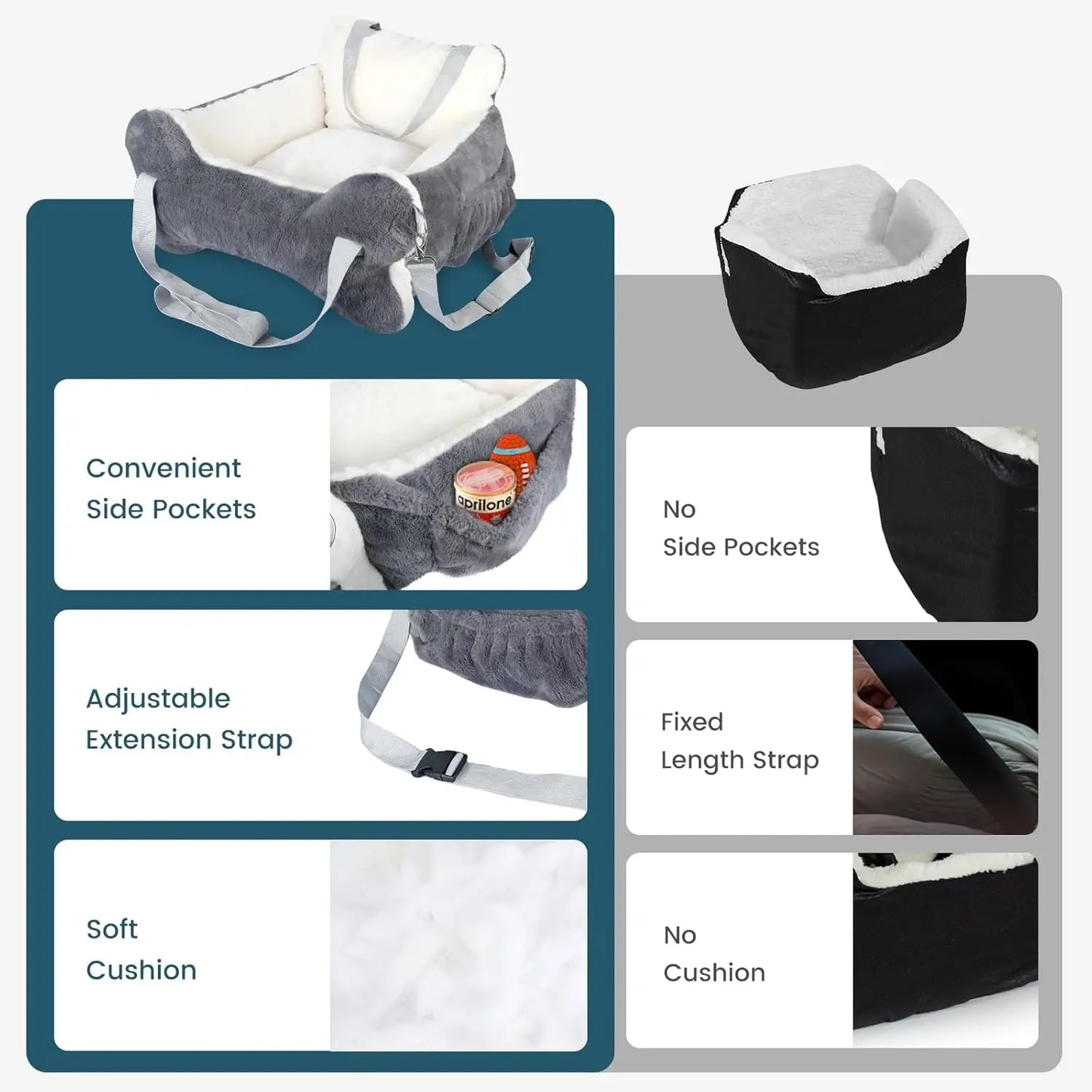 Plush Booster Seat with Non-Slip Bottom, Safety Leash