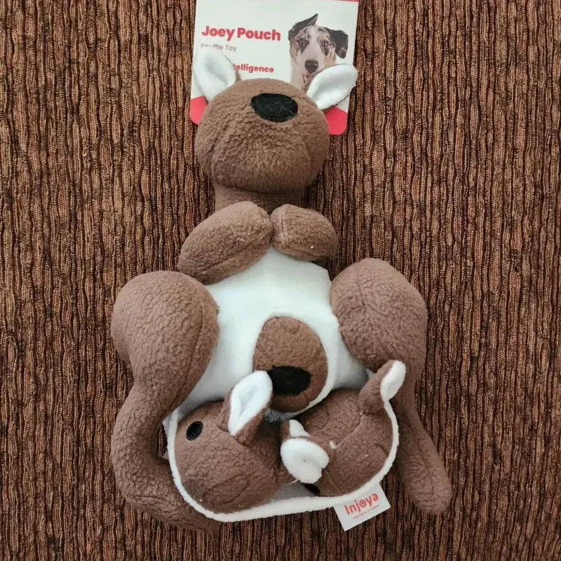 Interactive Kangaroo with Squeaker & Treat Pouch