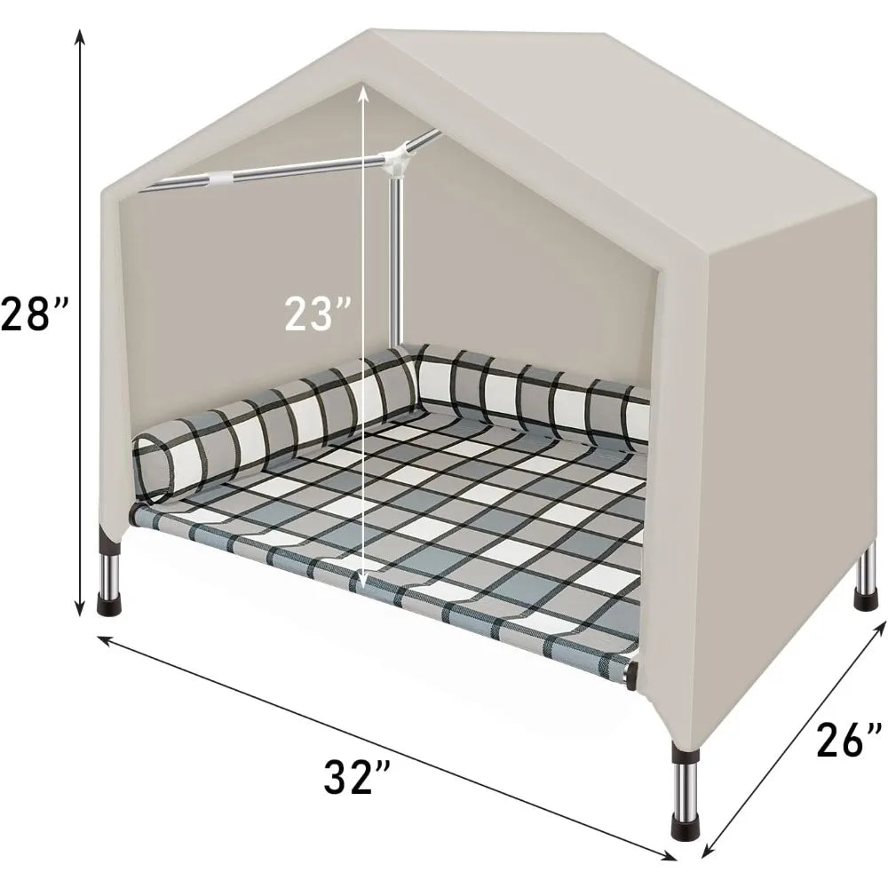 Weatherproof 2-in-1 Indoor Outdoor Cot with Canopy Cooling Portable
