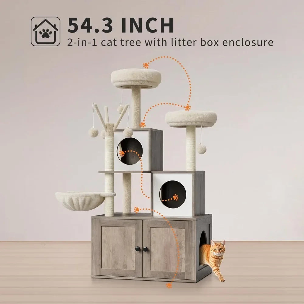 Cat Tree with Litter Box, Tower Condo