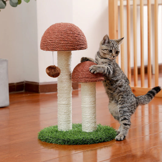Natural Sisal Ropes Interactive Dangling Ball Scratching Post