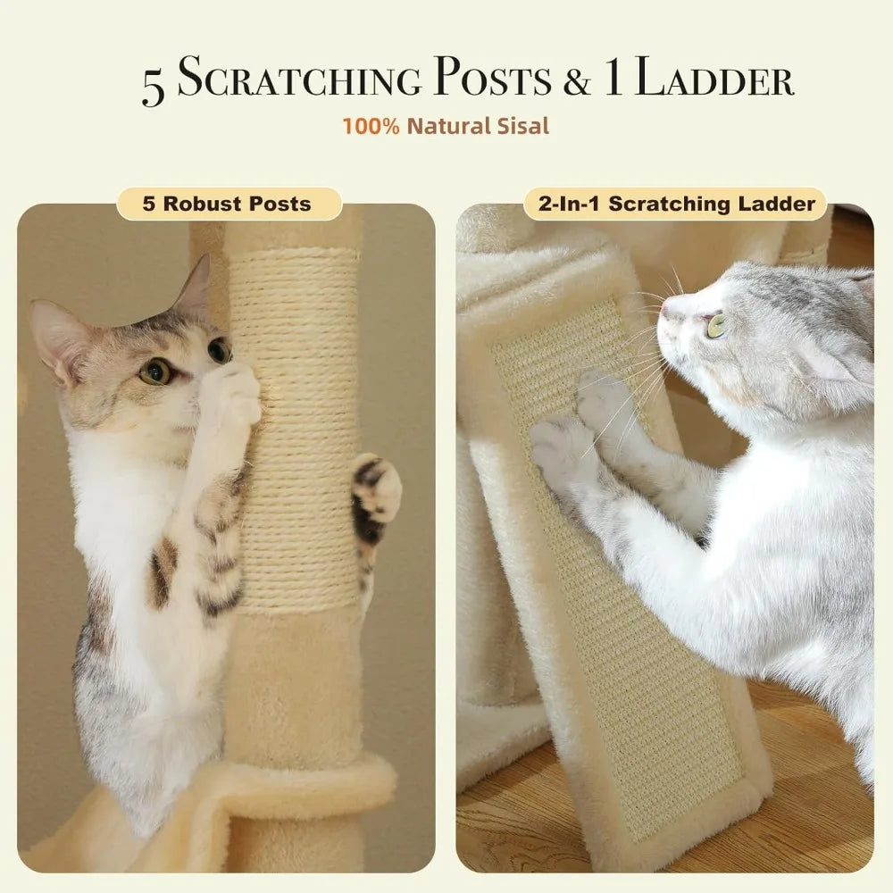 Floor to Ceiling Cat Tower with Adjustable Height
