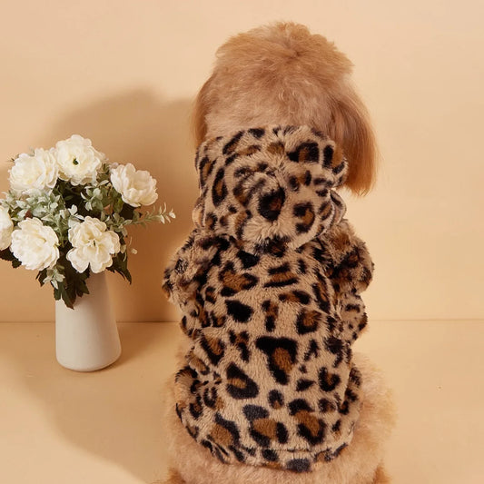 Leopard Dog Hoodie With Ears, Plush