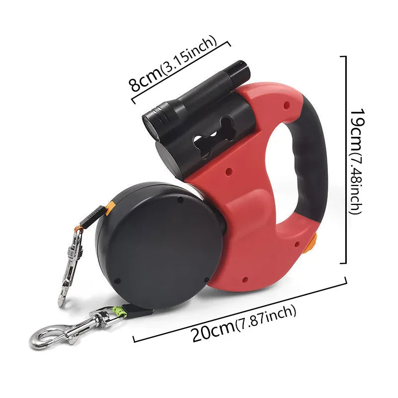 Double Head Retractable Leash Flashlight Bag Dispenser