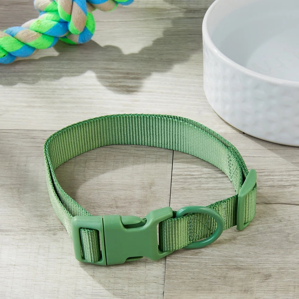 Adjustable Polyester Dog Collar with D-Ring Leash Attachment