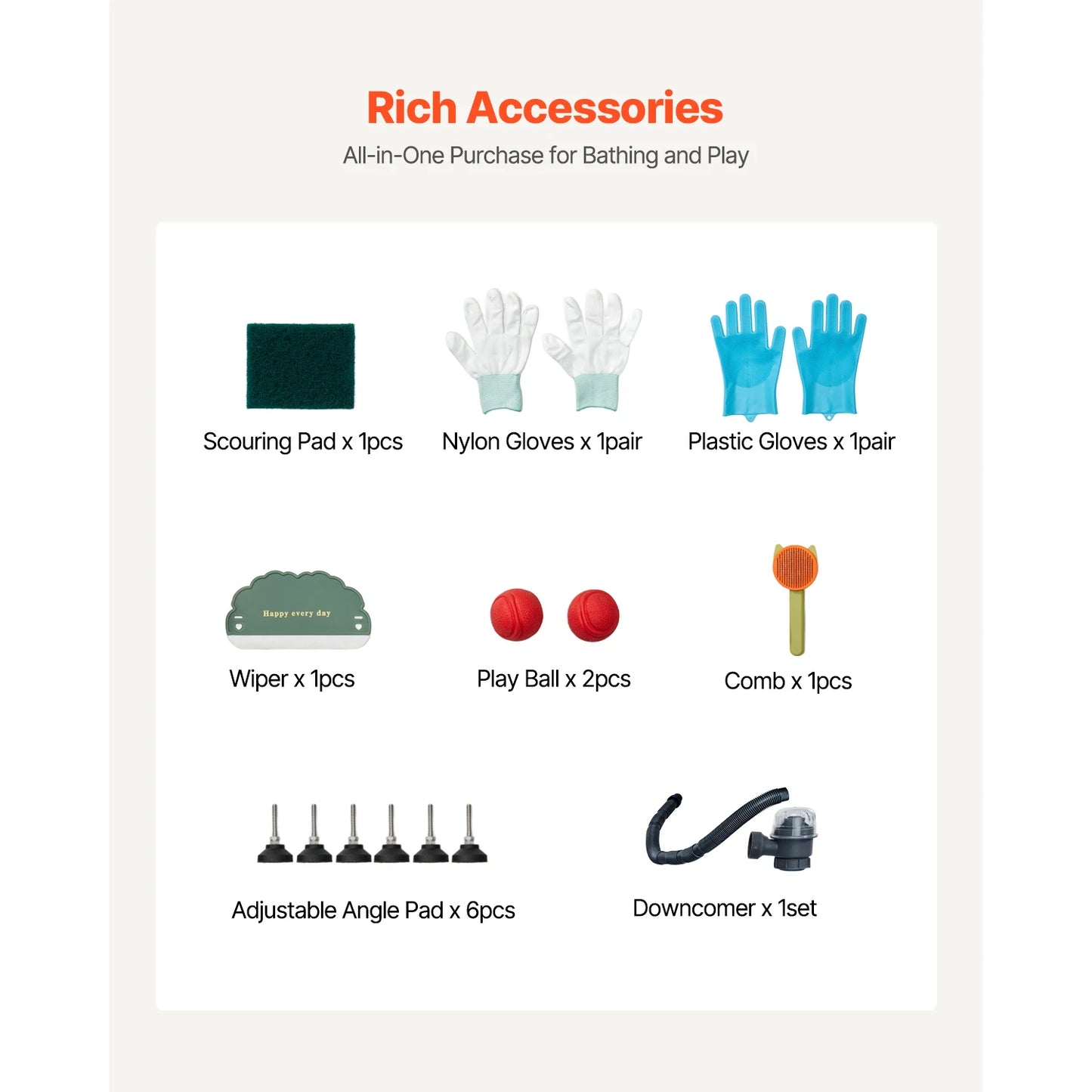 Dog Washing Station 34" Tub w/ Stairs Faucet & Showerhead