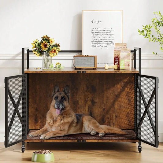 Large Wooden Dog Crate Elevated End Table