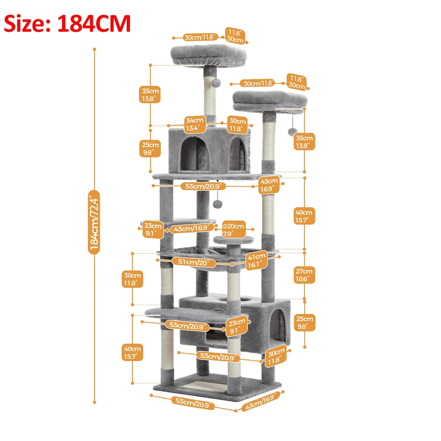 Large Cat Tower With Scratching Posts Hammock Perches