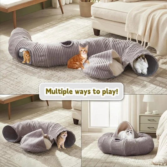 Multifunctional Cat Tunnel Bed/ Washable Donut Cushion