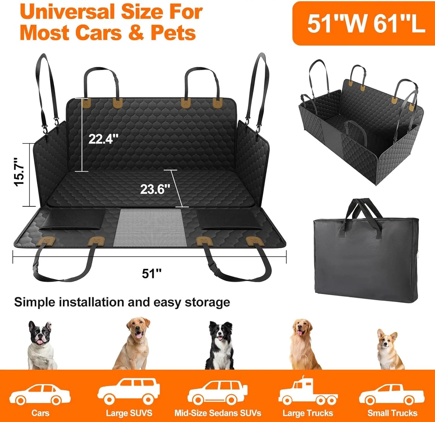 Waterproof Pet Travel Accessories Foldable Dog Car Seat
