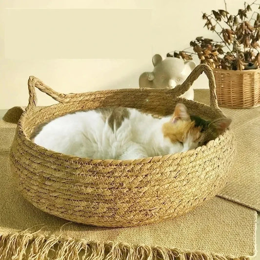 Rattan Cat Nest Universal Warm Pad Removable Washable