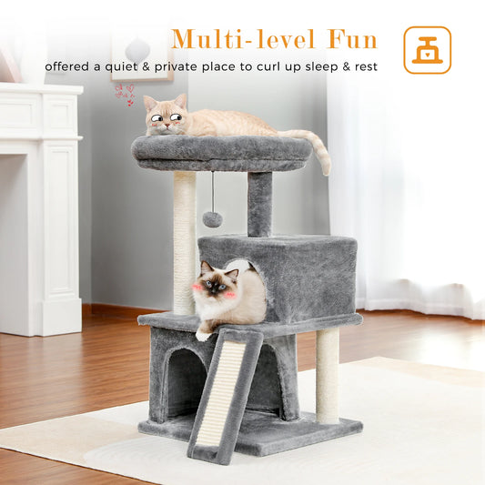Small Cat Tree, Scratching Pad, Two Large Condos