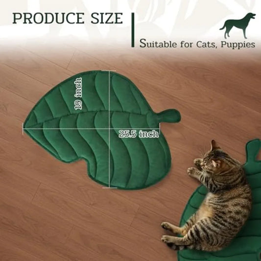 Leaf Shaped Self Warming Cat Bed Washable Surface