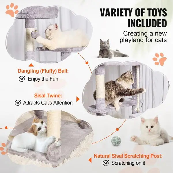 72' Cat Tower with 2 Cat Condos Sisal Scratching Post
