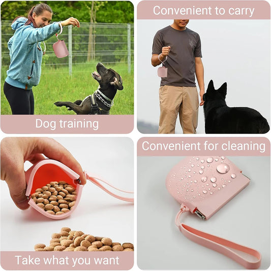 Silicone Dog Treat Bag Mini Portable Snack Pouch
