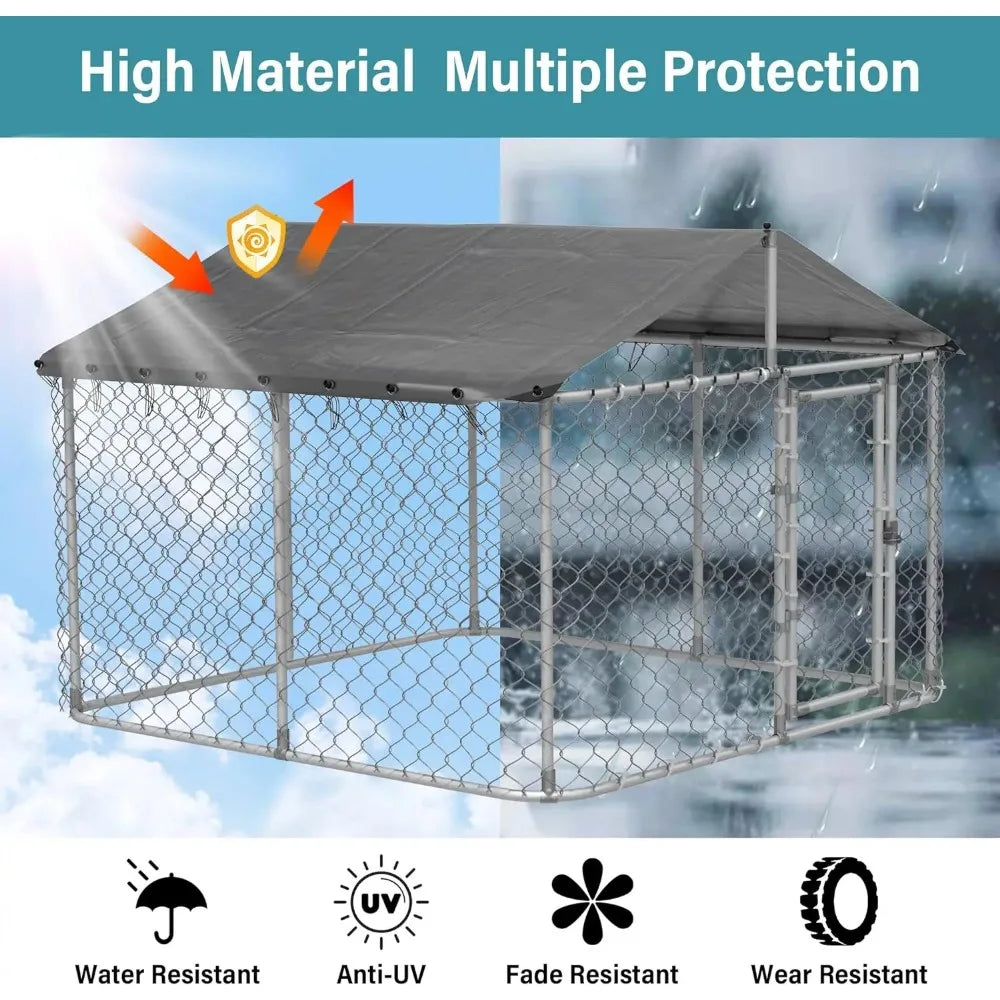 Large Outdoor Kennel Fully Covered Roof Metal Galvanized