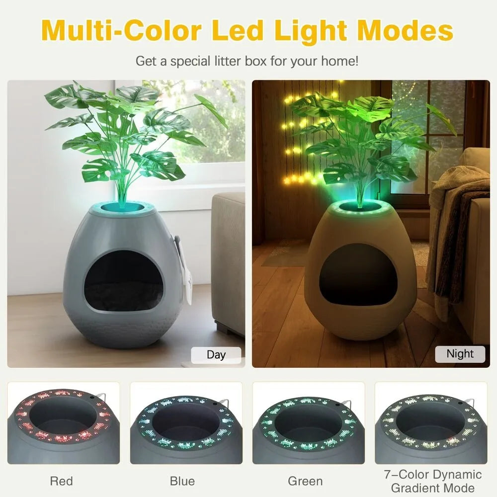Egg-Shaped Litter Box with Odor Removal System