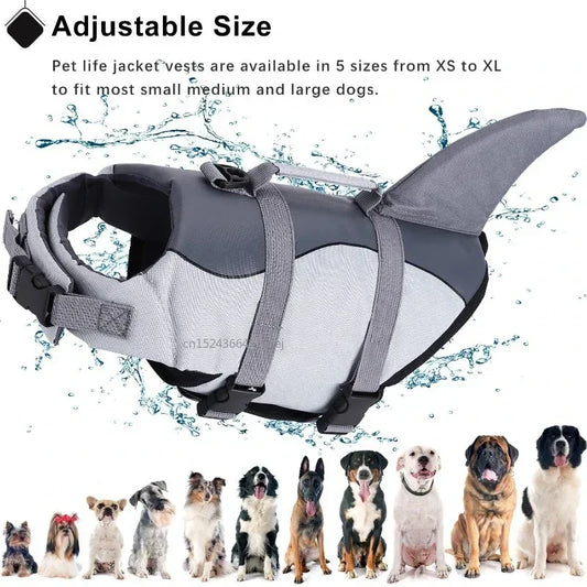 Shark Dog Life Jacket Enhanced Buoyancy Handle