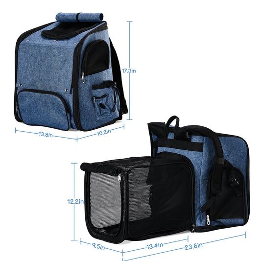 Pet Carrier Backpack Expandable, Breathable Mesh Travel