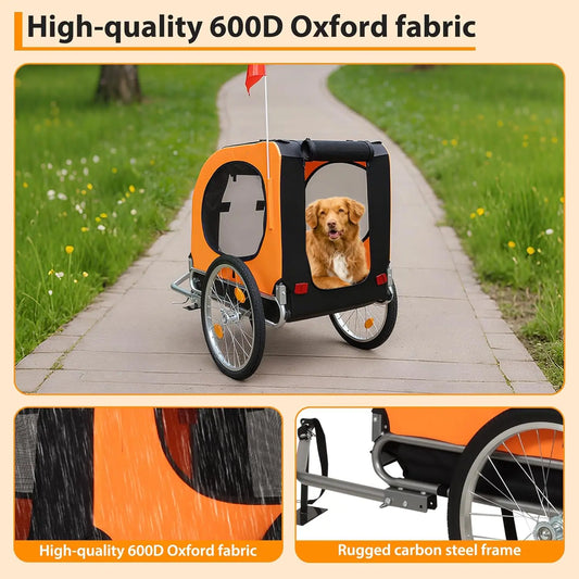 Large Dog Bike Trailer 88Lbs Capacity Bicycle Carrier