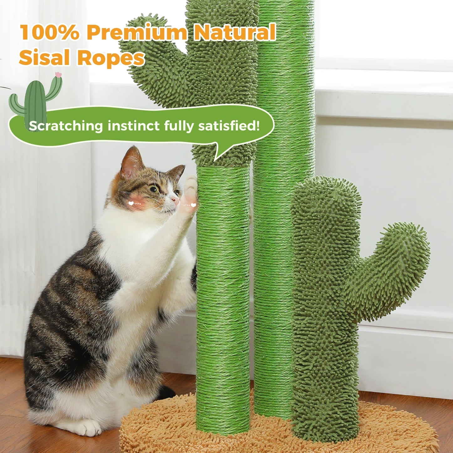 Cactus Cat Scratching Post Interactive Dangling Ball