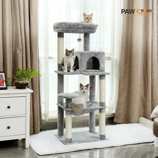 5-Level Cat Tower Hammock Sisal Covered Scratching Posts