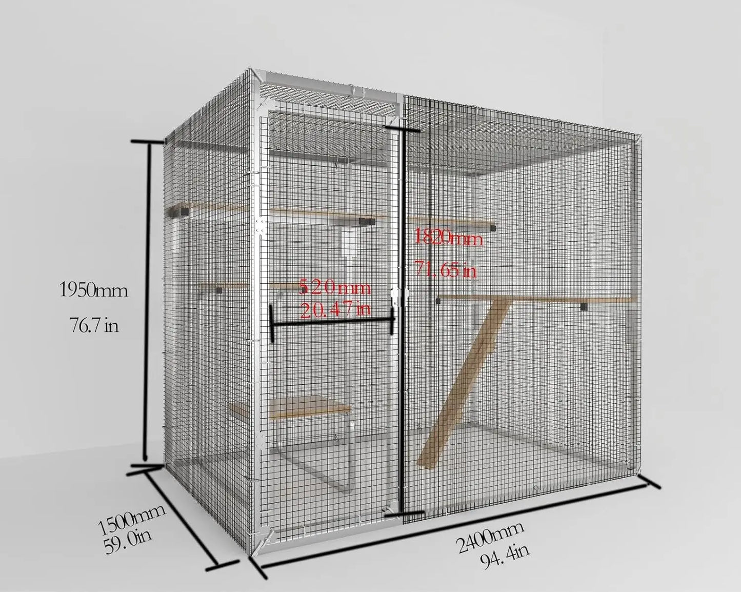 7.8×4.9 FT Metal Outdoor Cat Enclosure, Large Walk-in Cat House