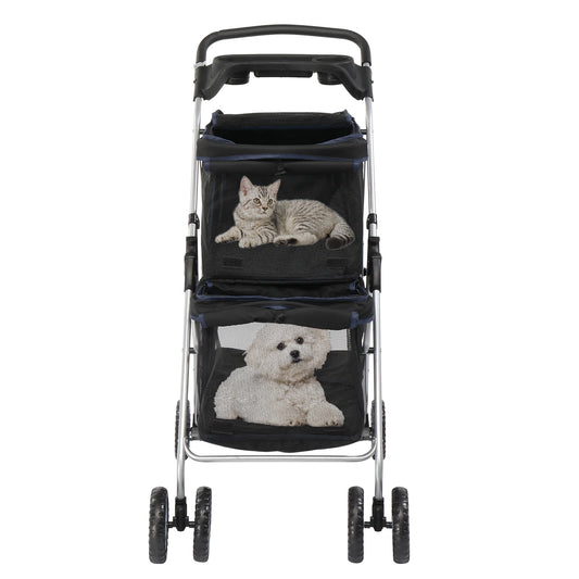 Pet Stroller for 2 Dogs or Cats, Foldable