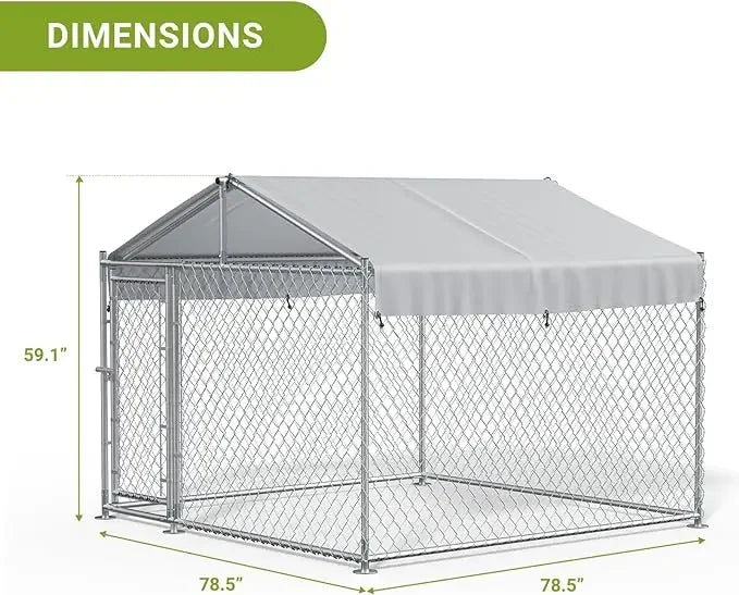Large Outdoor Kennel Fully Covered Roof Metal Galvanized