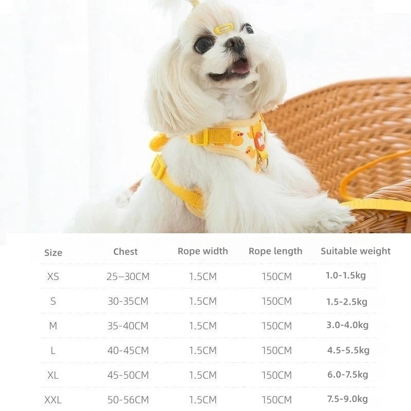 Cartoon Duck Dog Adjustable Harness and Leash