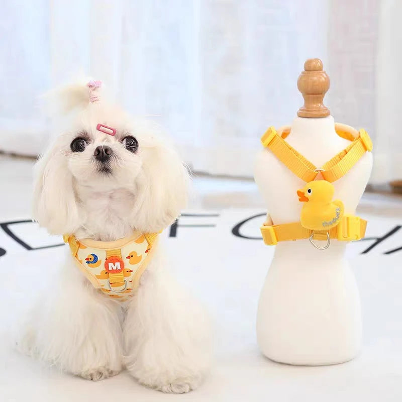 Cartoon Duck Dog Adjustable Harness and Leash