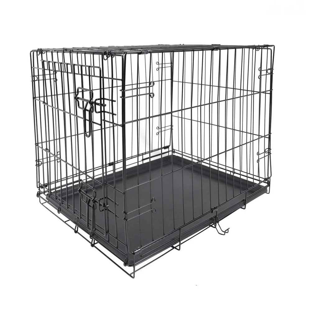 Single Door Folding Dog Crate Durable Metal Frame