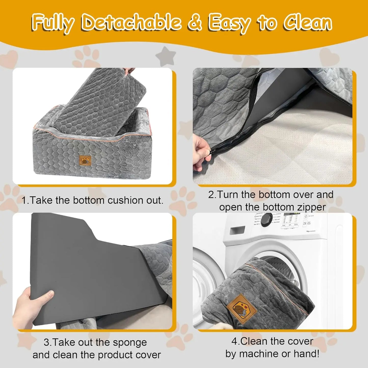 Multi-Functional Pet Booster with Cushion & 2 Leashes (Gray)