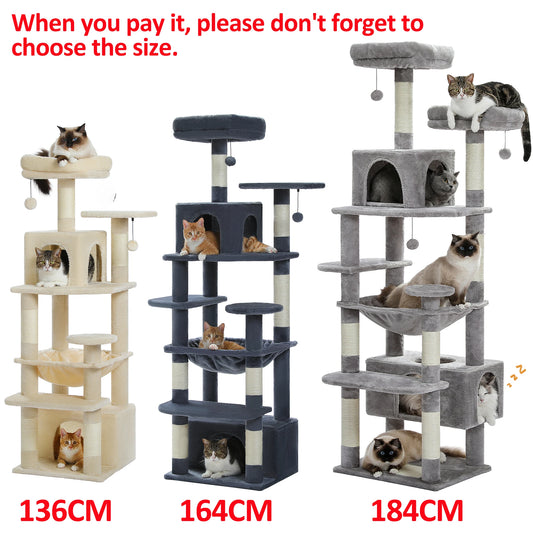 Large Cat Tower With Scratching Posts Hammock Perches