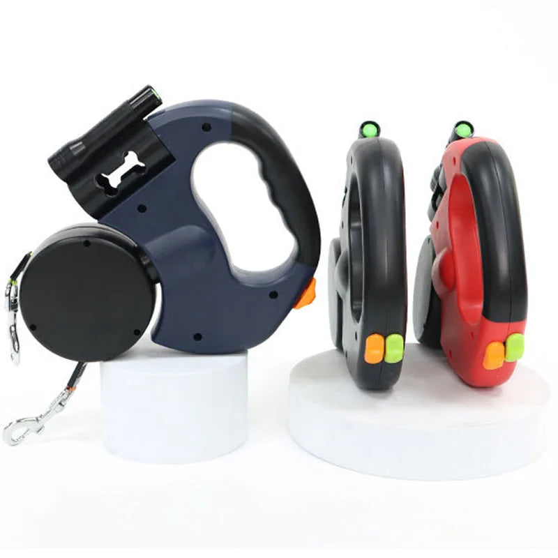 Double Head Retractable Leash Flashlight Bag Dispenser