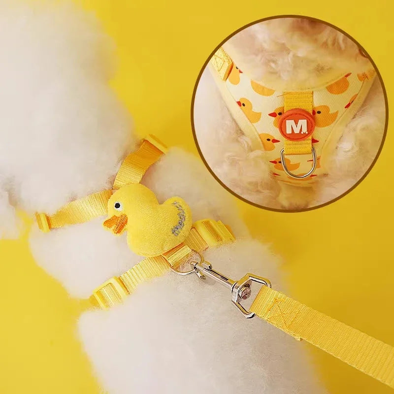 Cartoon Duck Dog Adjustable Harness and Leash