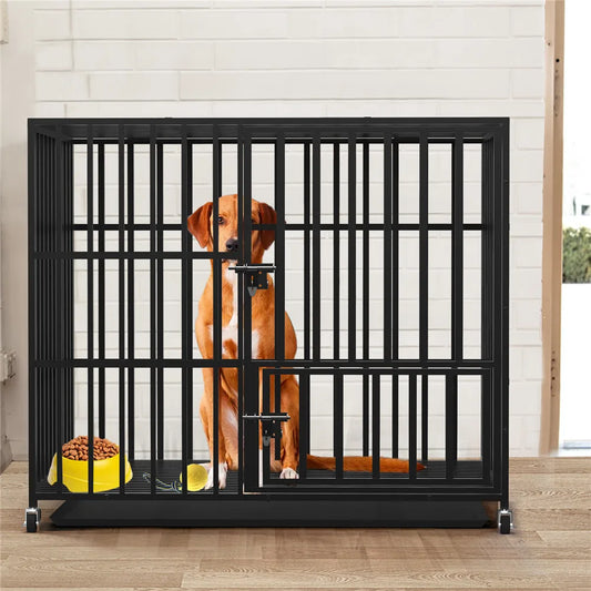 Heavy Duty Dog Crate 4 Wheels Removable Tray