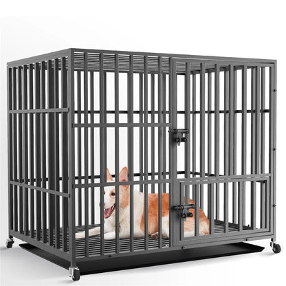 Heavy Duty Dog Crate 4 Wheels Removable Tray