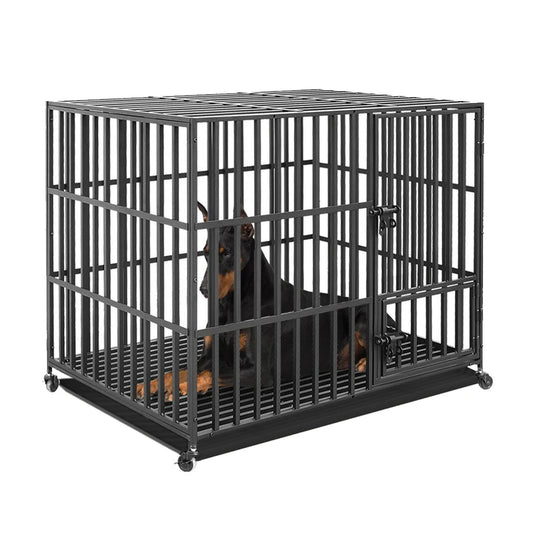Heavy Duty Dog Crate 4 Wheels Removable Tray