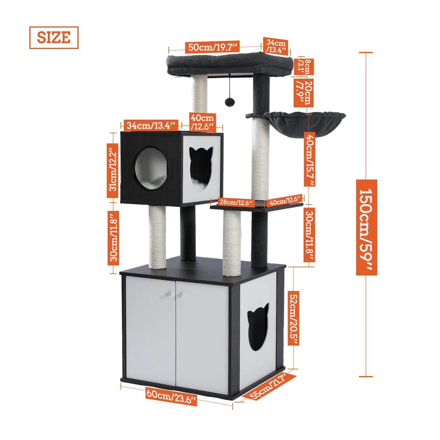 Luxury Cat Tree Condo, Climbing Tower, Scratching Post