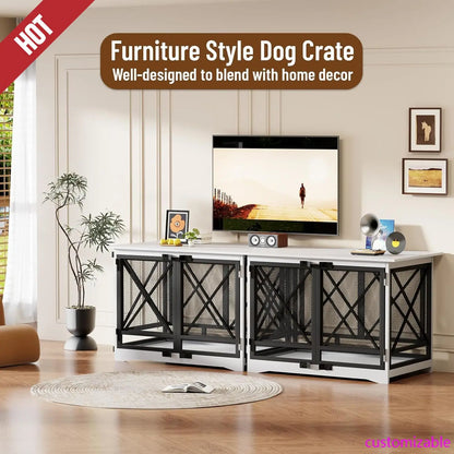 Dog Crate Furniture for X Large Breed Double Doors