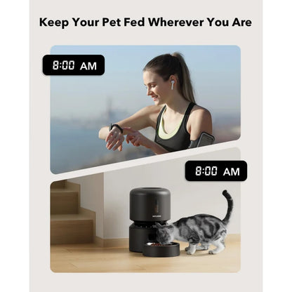 Automatic Cat Feeder Timed Dry Food Dispenser Dual Power
