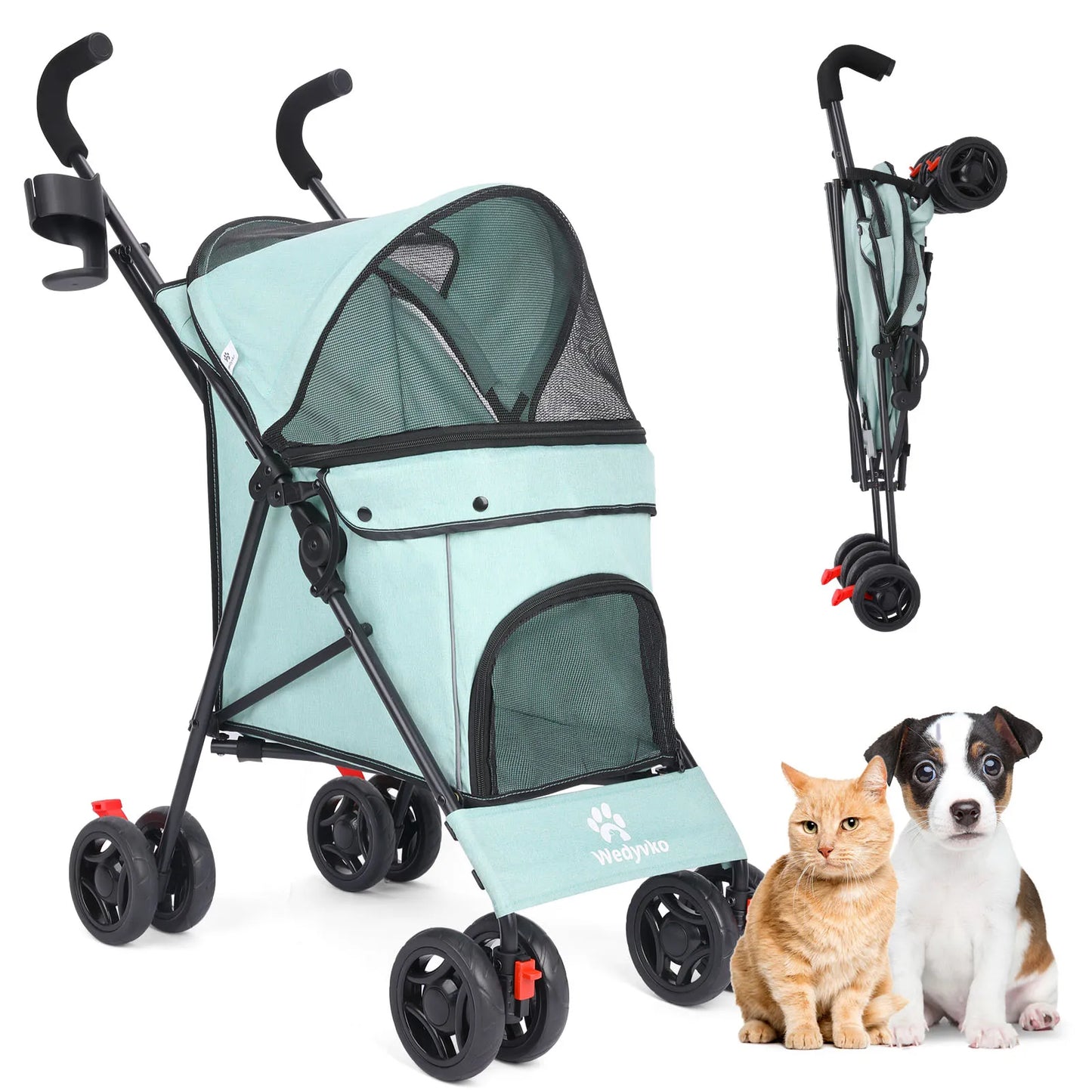 Pet Stroller/4 Wheels/Brakes/Storage