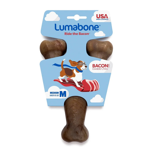 Durable Wishbone Dog Chew with Real Bacon Flavor