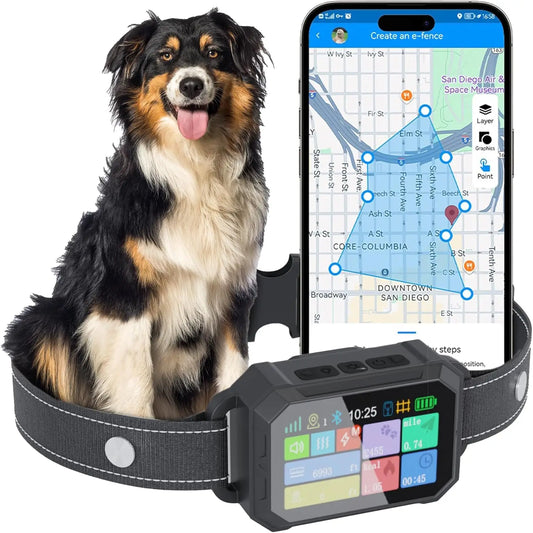 GPS Dog Collar Fence, Waterproof LCD, 6998 ft Safe Zone, App-Controlled Wireless