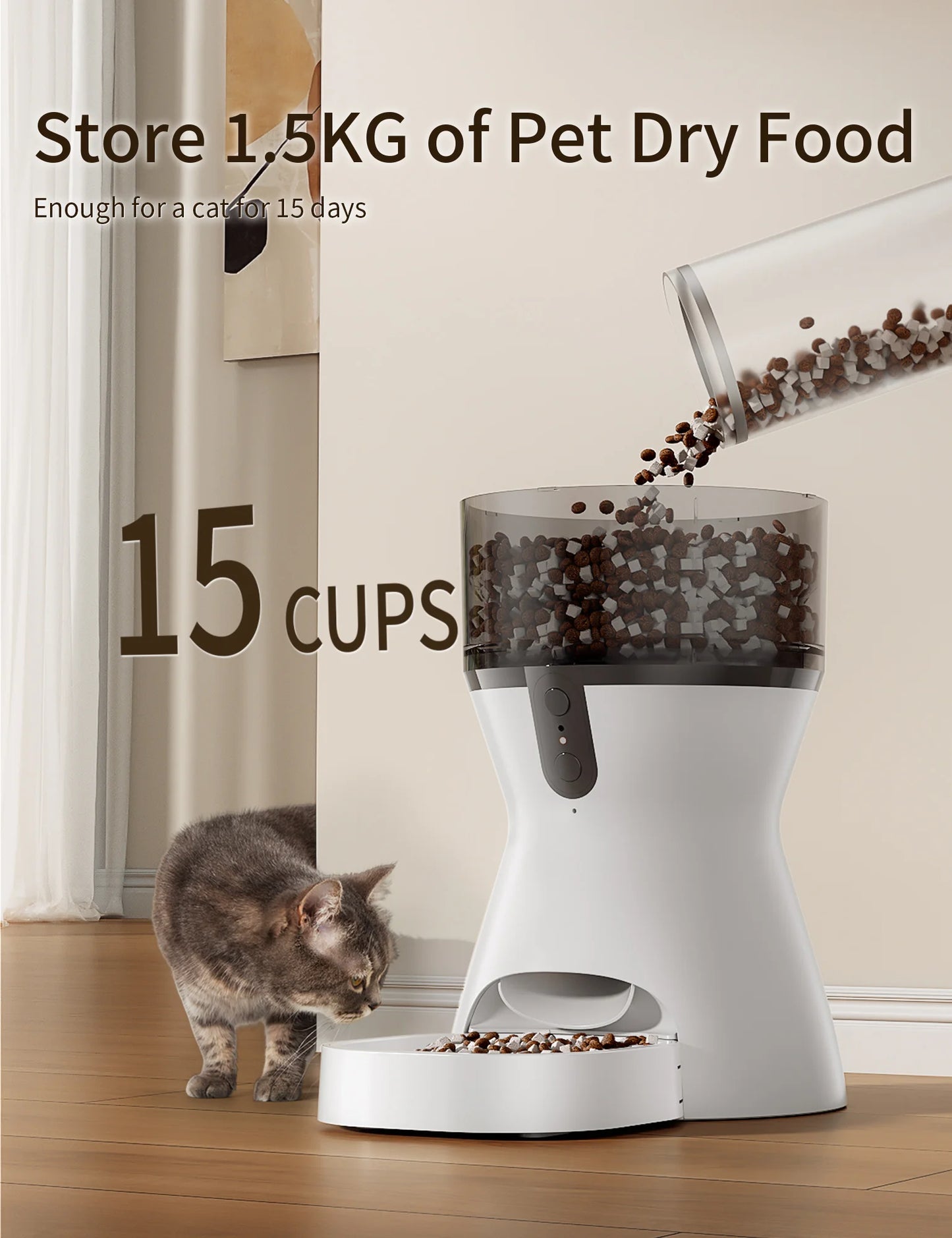 Automatic Cat Feeder Voice Recorder, Programmable Portion