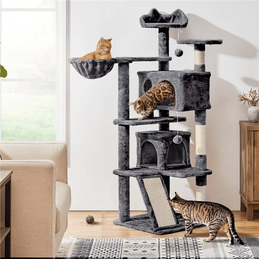 Multi-Level Cat Tree Tower Scratching Posts Condos