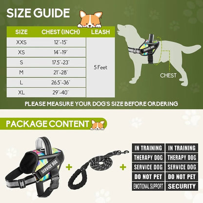Service Dog Harness Leash 10 Patches