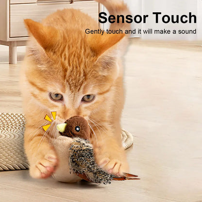 Plush Electric Squeaky Simulated Chirping Bird Cat Toy